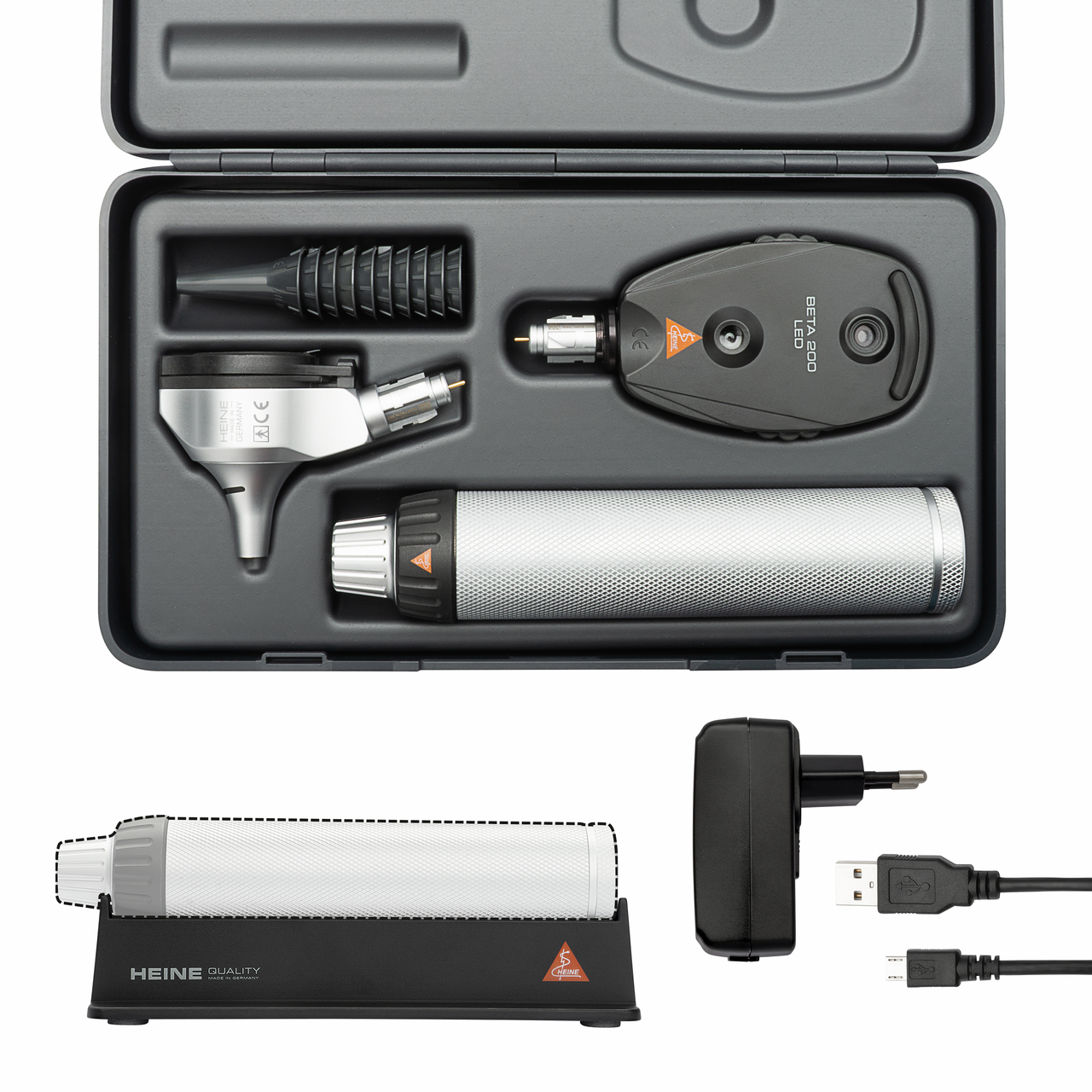 Set de diagnóstico HEINE BETA 200 LED: oftalmoscopio y otoscopio